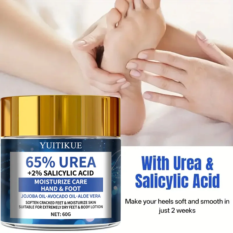 YUITIKUE 65% Urea Foot Cream 60g - Soften Cracked Heels in 2 Weeks, Fast Absorption Non-Greasy, with Jojoba & Avocado Oils