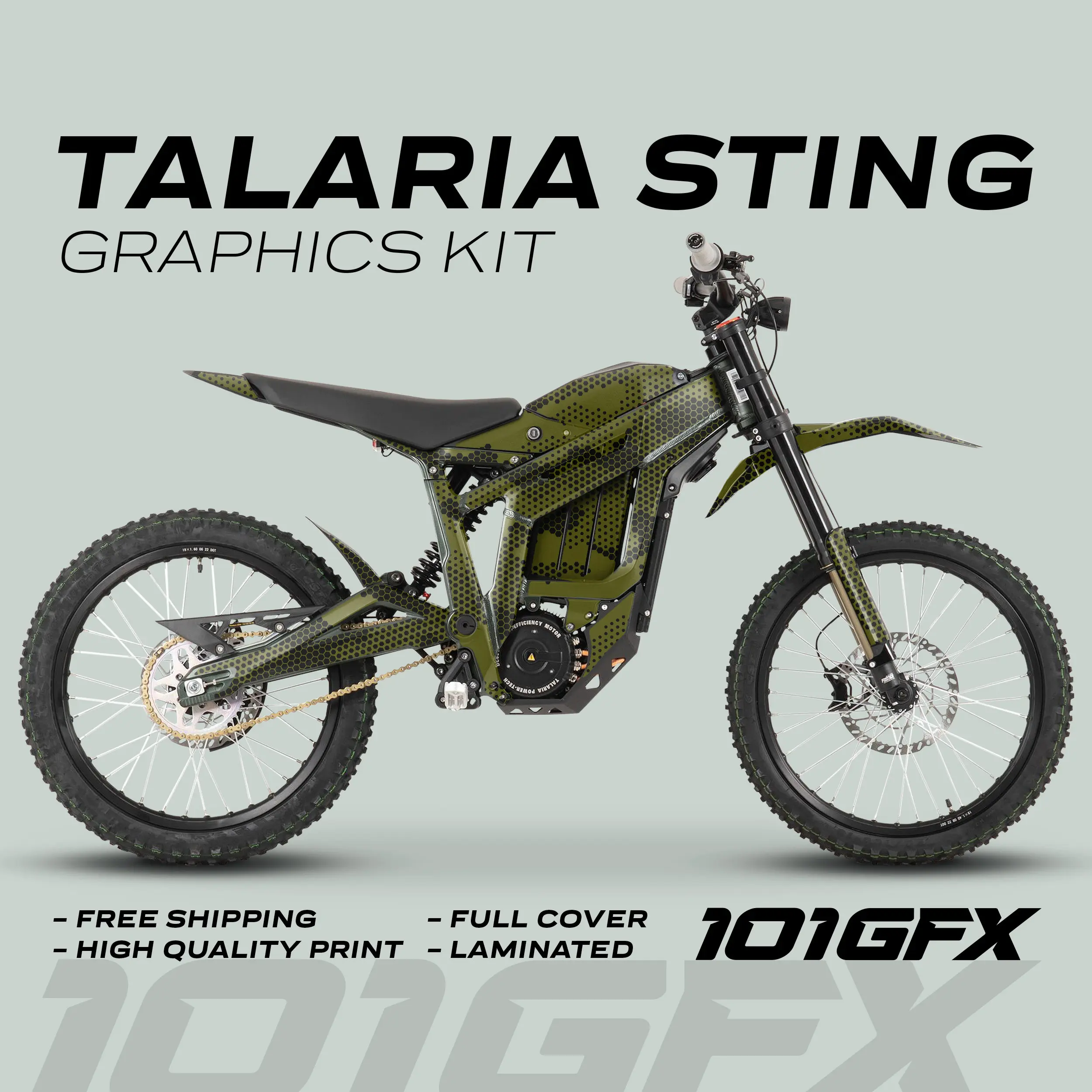 Graphics Kit HEXOCAM OLIVE Decals Stickers Laminated Camo hexagonal honeycomb modern wrap eBike Emoto For Talaria Sting MX3 MX4