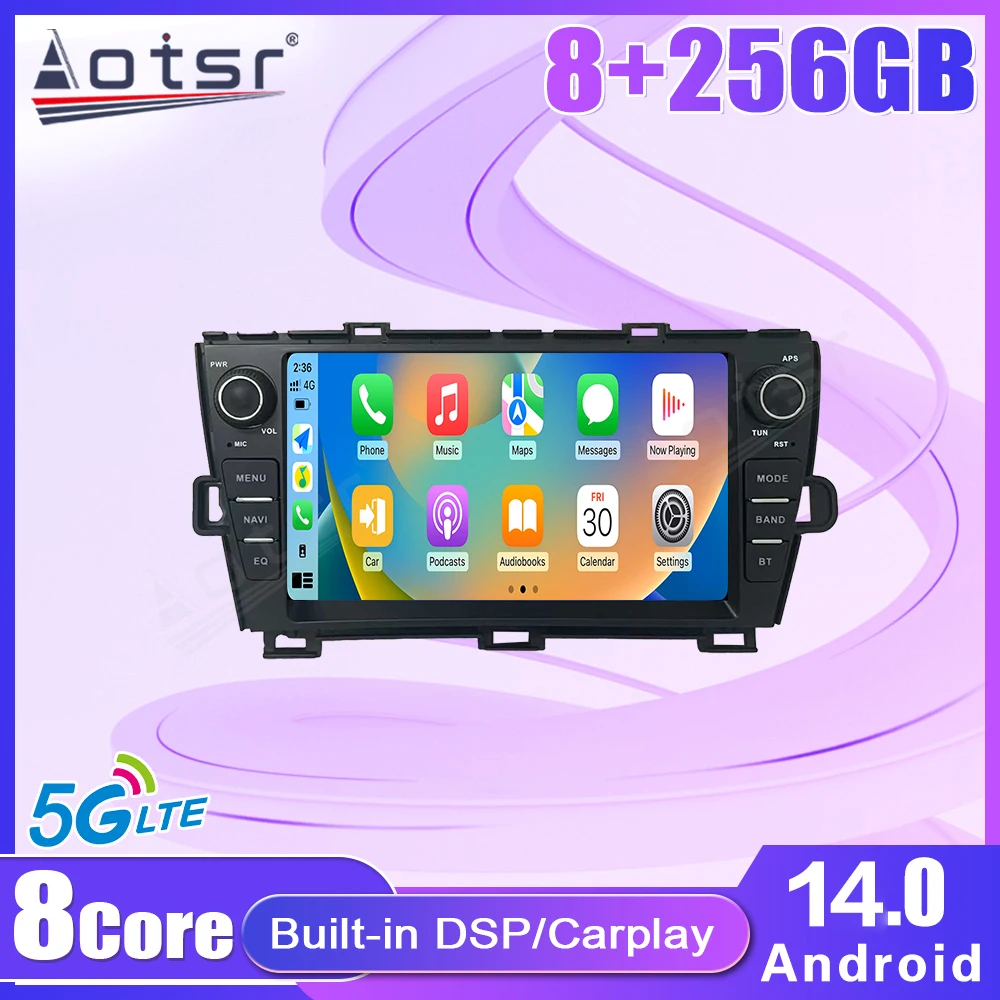 9.0 Inch HD Capacitive Touchscreen GPS Navigation Carplay Car Radio For Toyota Prius 2009-2013 Premium Car Upgrade Accessory