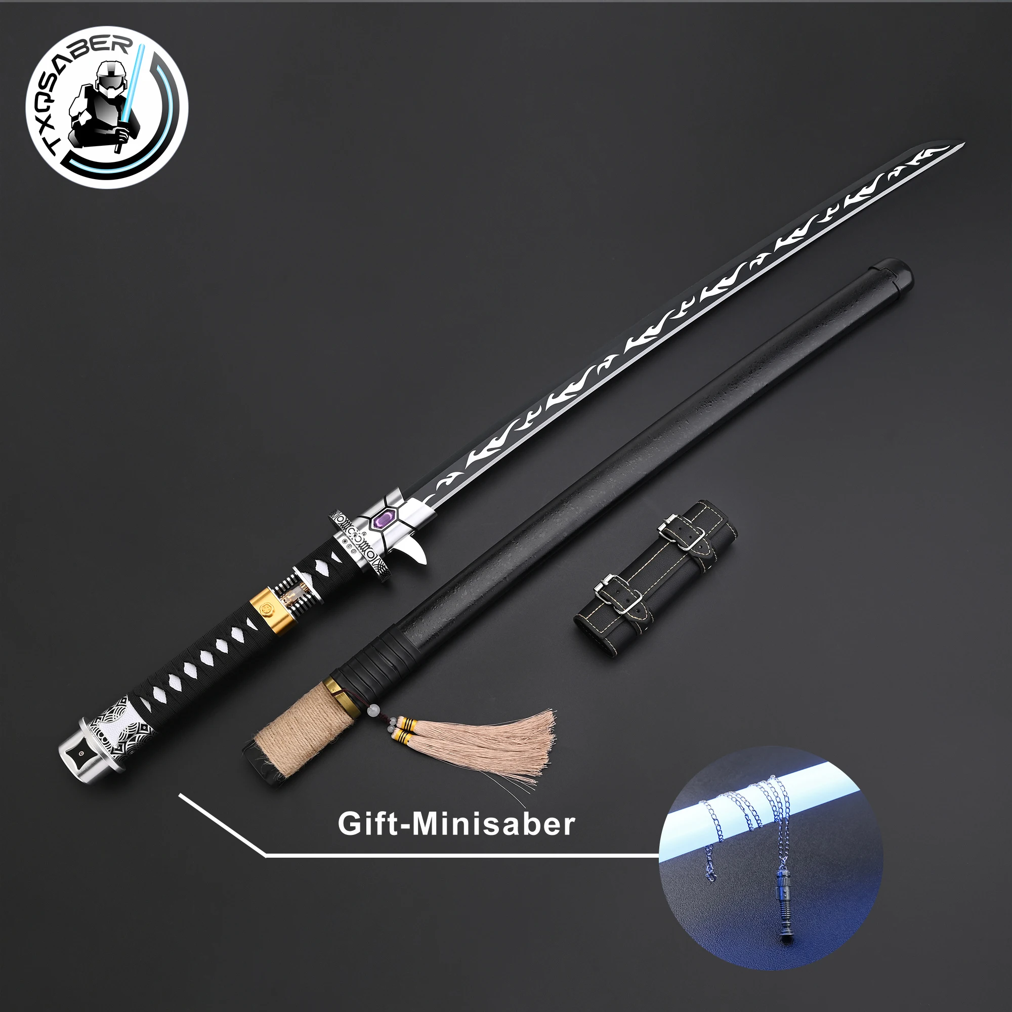 TXQSABER Dark Katana Christmas Smooth Swing Metal Lightsaber 27sound Gesture control Saber Force Skywalke Gift Fonts Sword