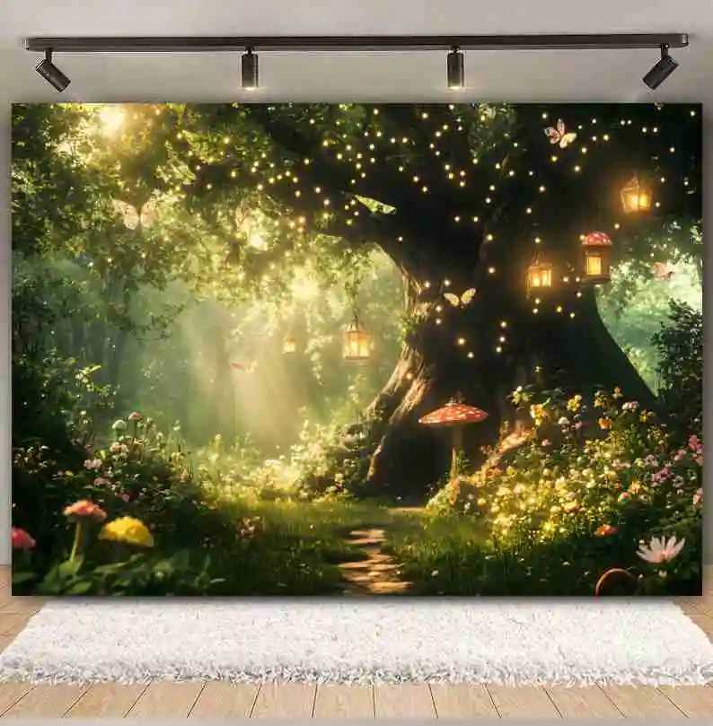 Fairy Tale Forest Backdrop For Photography Dream Wonderland Jungle Spring Fairy Butterfly Baby Birthday Party Photo Studio Props