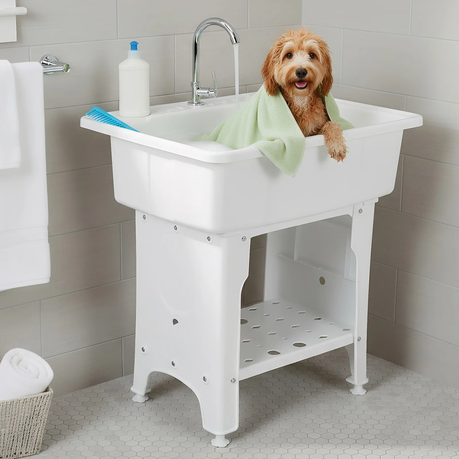 

Напольная хозяйственная раковина-стол для стирки с прачечной доской и краном, многофункциональная для комнаты, подвала, гаража