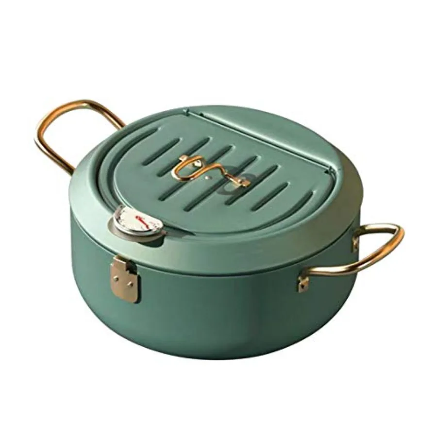 Sartén para tempura de 10 pulgadas, olla para freír con control de temperatura, olla para freír japonesa de acero al carbono para cocina casera