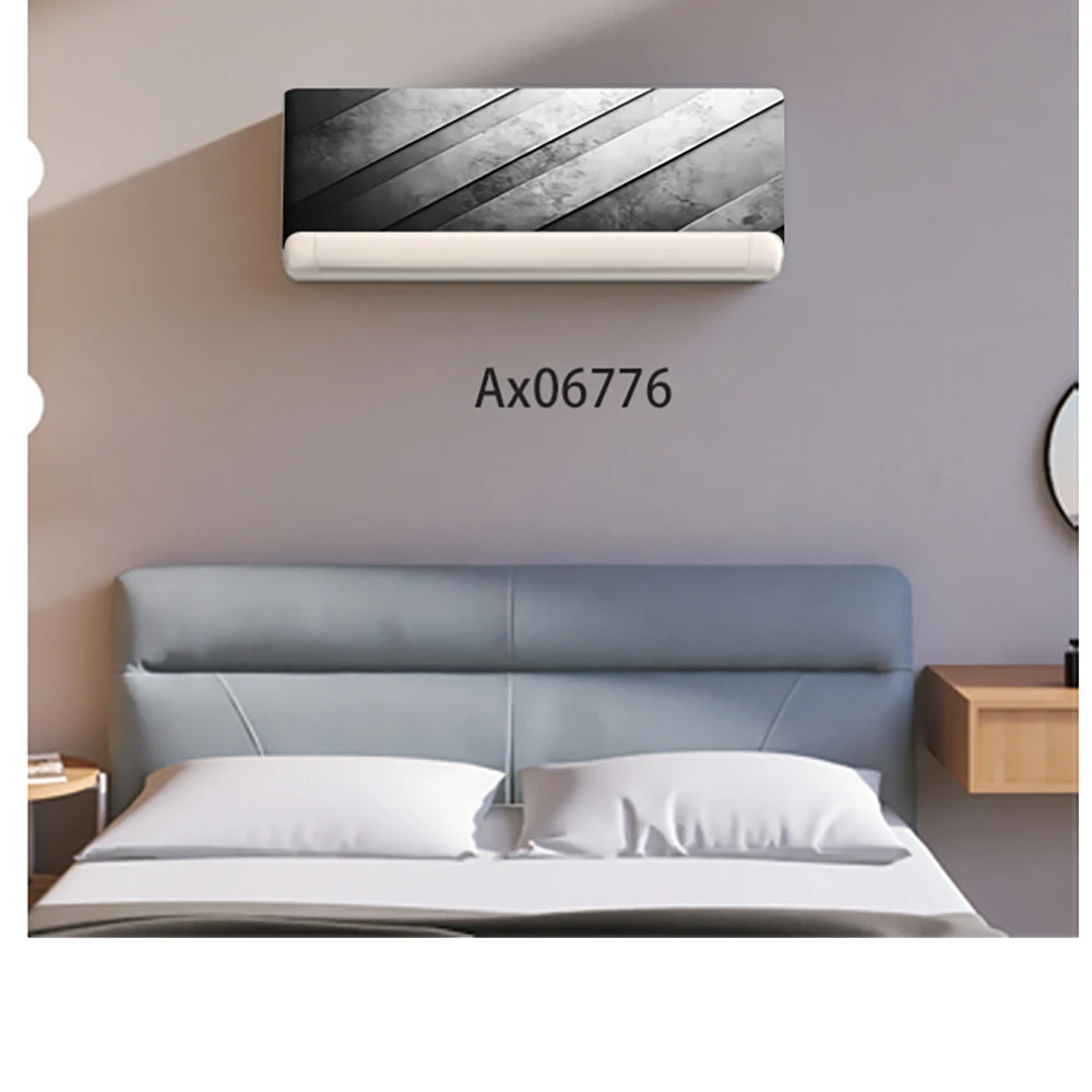 Black‑White Diagonal Stripe Industrial Air Conditioner Sticker Self‑Adhesive Waterproof Anti‑Scratch Vinyl AC Decal Home Decor