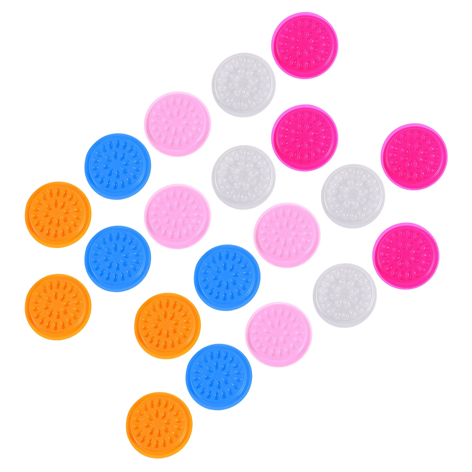 Bandeja de almohadilla de pegamento para pestañas de 20 piezas, paleta de extensión de pestañas en forma de flor para pegamento, tinta pigmentada, herramienta de soporte de pestañas antideslizante impermeable