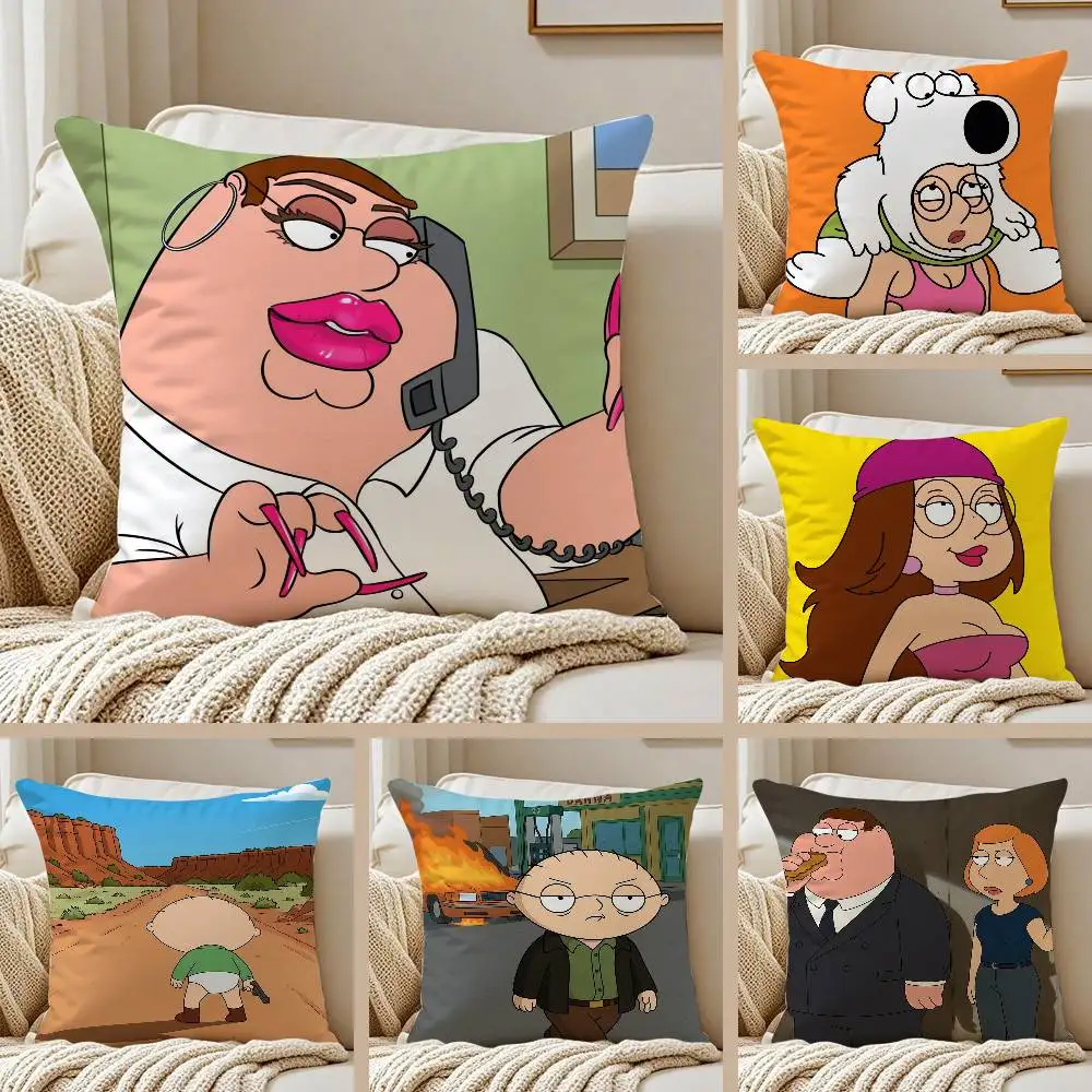 Cartoon F-families GuyS Pillow Case Sofa and Living Room Decorative Cushion Covers Dust-proof and Mite-proof Invisible Zipper