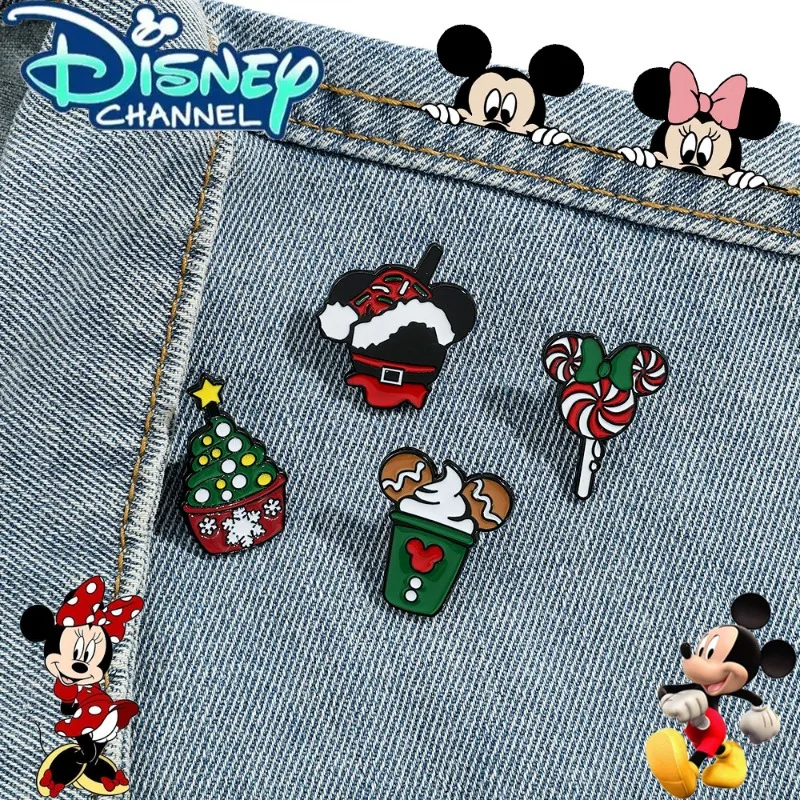 

Disney Mickey Mouse Christmas Brooch Fashion Bowknot Lollipop Style Enamel Pins Badge Backpack Clothing Jewelry Accessories Gift