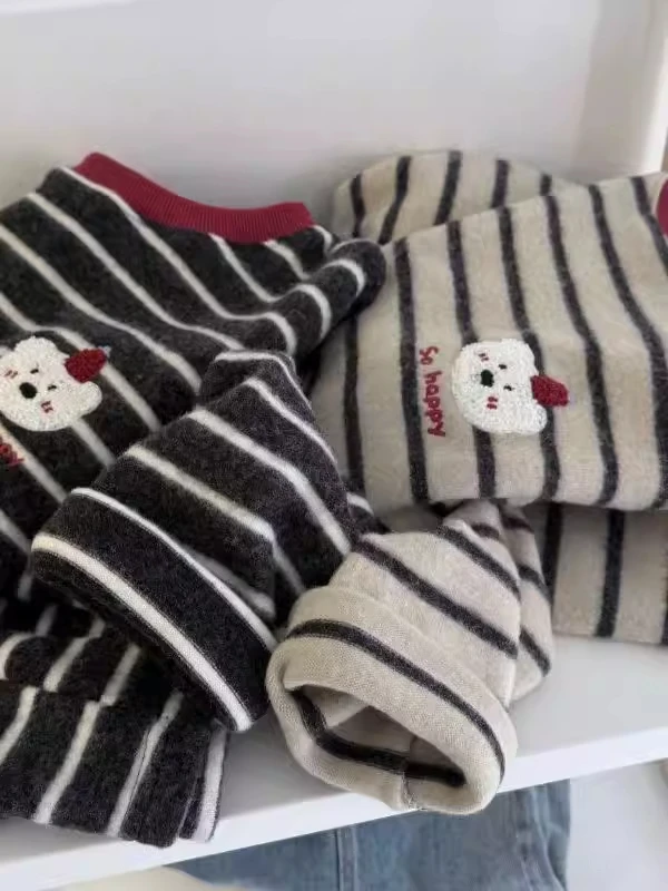 

Очень большой женский осенне-зимний свободный утепленный свитшот с милым мультяшным принтом и вышивкой, в полоску, для веса до 300 фунтов, с эффектом омоложения