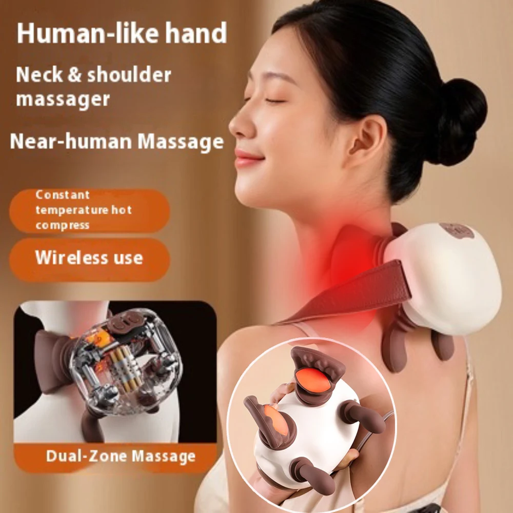 

4D имитация человеческой руки, шейного отдела позвоночника Masajeador, трапециевидный массажер для шеи, бионический подогрев плеч, шаль для разминания шиацу