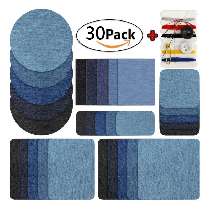 30/25/20/5 PCS Denim Patches DIY Ijzer Op Denim Elleboog Patches Reparatie Broek voor Jean Kleding Broek badges Kleding Naaien Stof