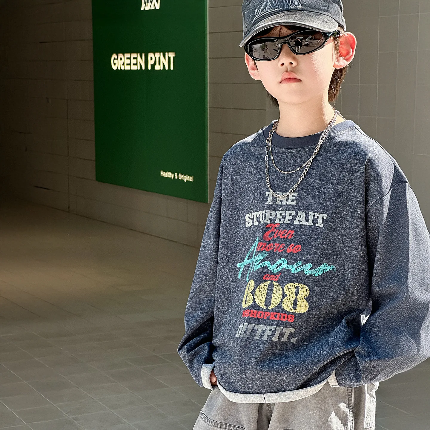 

Children Clothes Boys Hoodie Autumn Korean Style 2025 New Trendy Pullover Top Casual Sporty Loose Letter Casual T Shirt Top