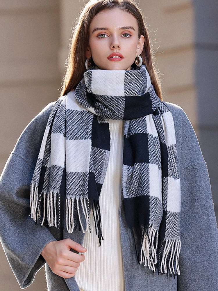 Fashion 2023 Winter Scarf Women Men Imitation Cashmere Plaid Warm Scarve Pashmina Mujer Female Male Foulard Bufanda Wrap Shawl