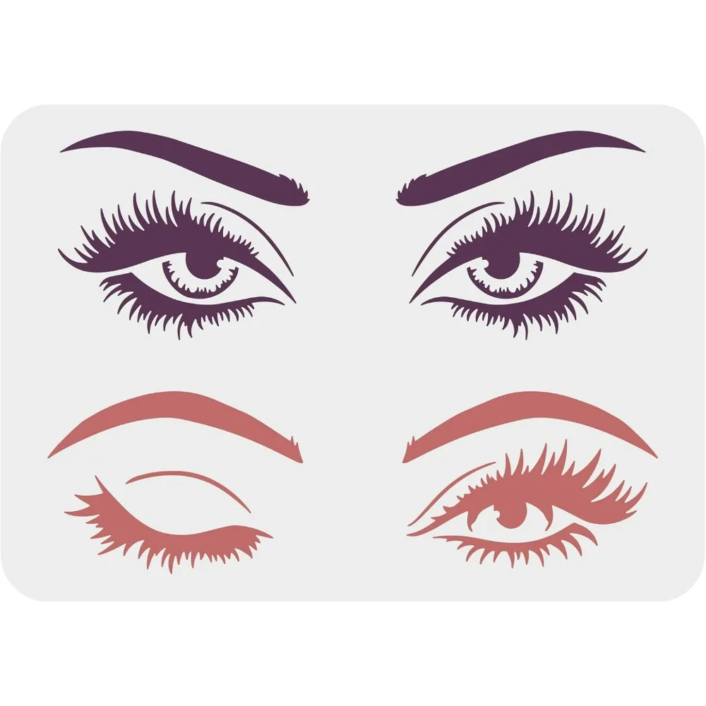 Eye Stencils for Painting 11.7x8.3 inch Large Beautiful Eyes Stencils Two Pairs of Eyes and Eyebrows, Reusable Women Eye Pattern