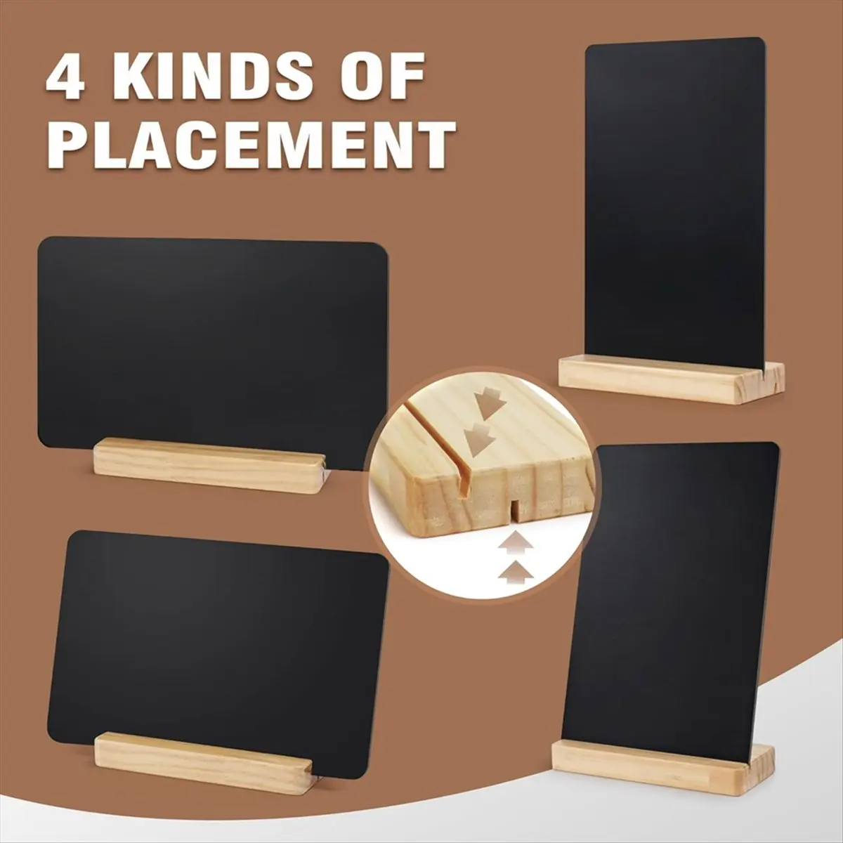 STOCK-Small Chalkboard Words Sign - 2 Pack 8x12 Inch Tabletop Decorative Chalk Board with Wooden Stand, Double-Sided Erasable