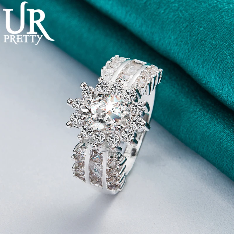 

925 Sterling Silver AAA Zircon Sunflower Ring for Woman Charm Jewelry Engagement Wedding Fashion Gifts Anniversary