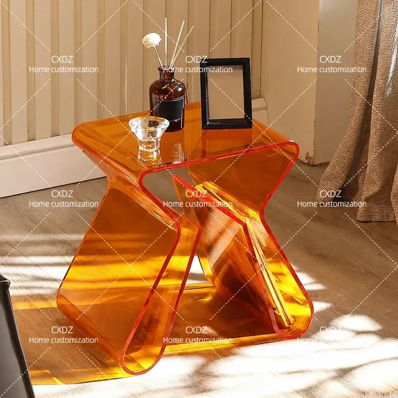 Acrylic Storage Side Table Bedside Nightstand Sofa Corner Table Removable Small Coffee Table with Storage Compartment
