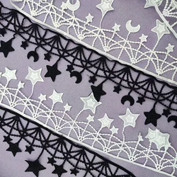 1 Yard Black And White Star Moon Water-Soluble Lace Wedding Clothing Accessories Decoration DIY Collar Sleeve Fabric