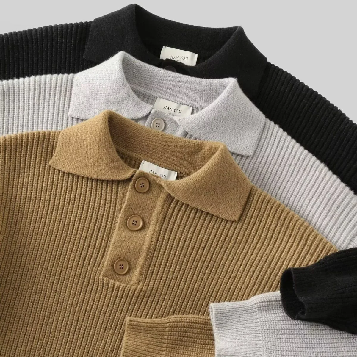 Polo a maniche lunghe lavorata a maglia da uomo allentata Capispalla invernale casual Comodo maglione maschile stile pigro Alla moda Autunno Inverno
