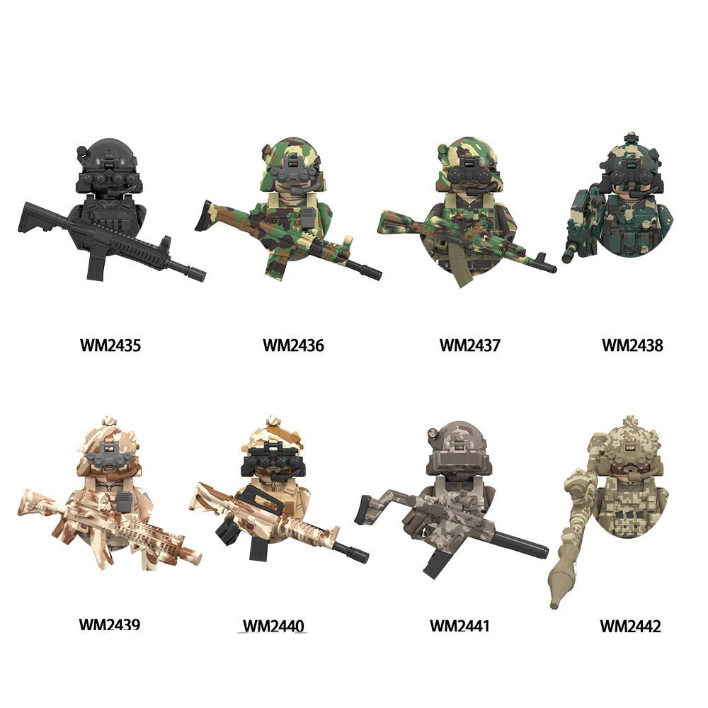 WM6147 Modern Military Series Mini Building Block Figurines,8PCS Special Forces ,DIY Educational Toys for Role-Play & Collection