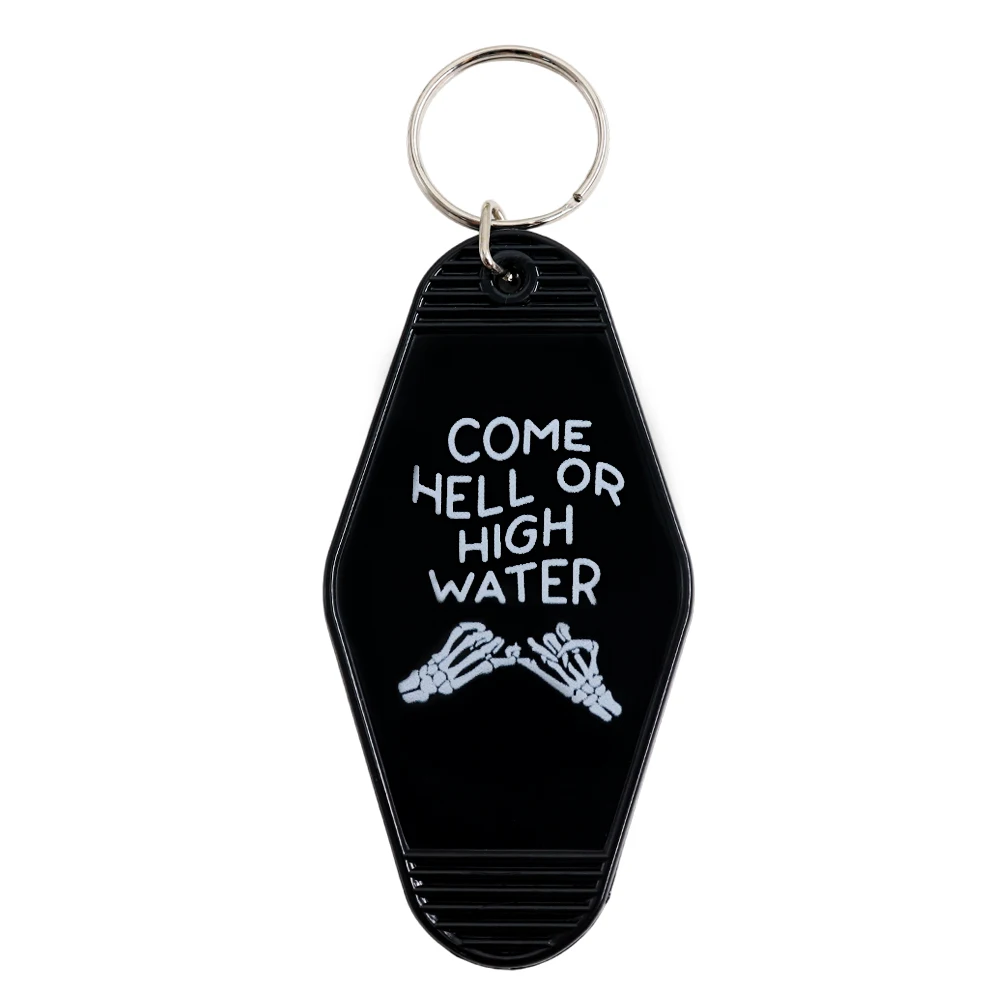 Come Hell Or High Water Keychain Pinky Promise Keyring Skeleton Vintage Motel Key Tag Motel Appalachian Pendant Accessories Coll
