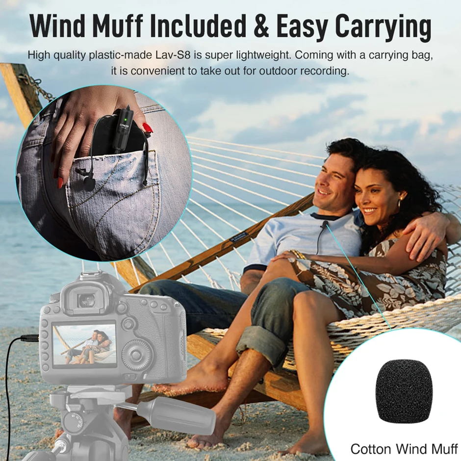 ميكروفون Synco Lav-S8 Lavalier بمشبك متعدد الاتجاهات وطية صدر السترة لتقليل الضوضاء والزوج التلقائي