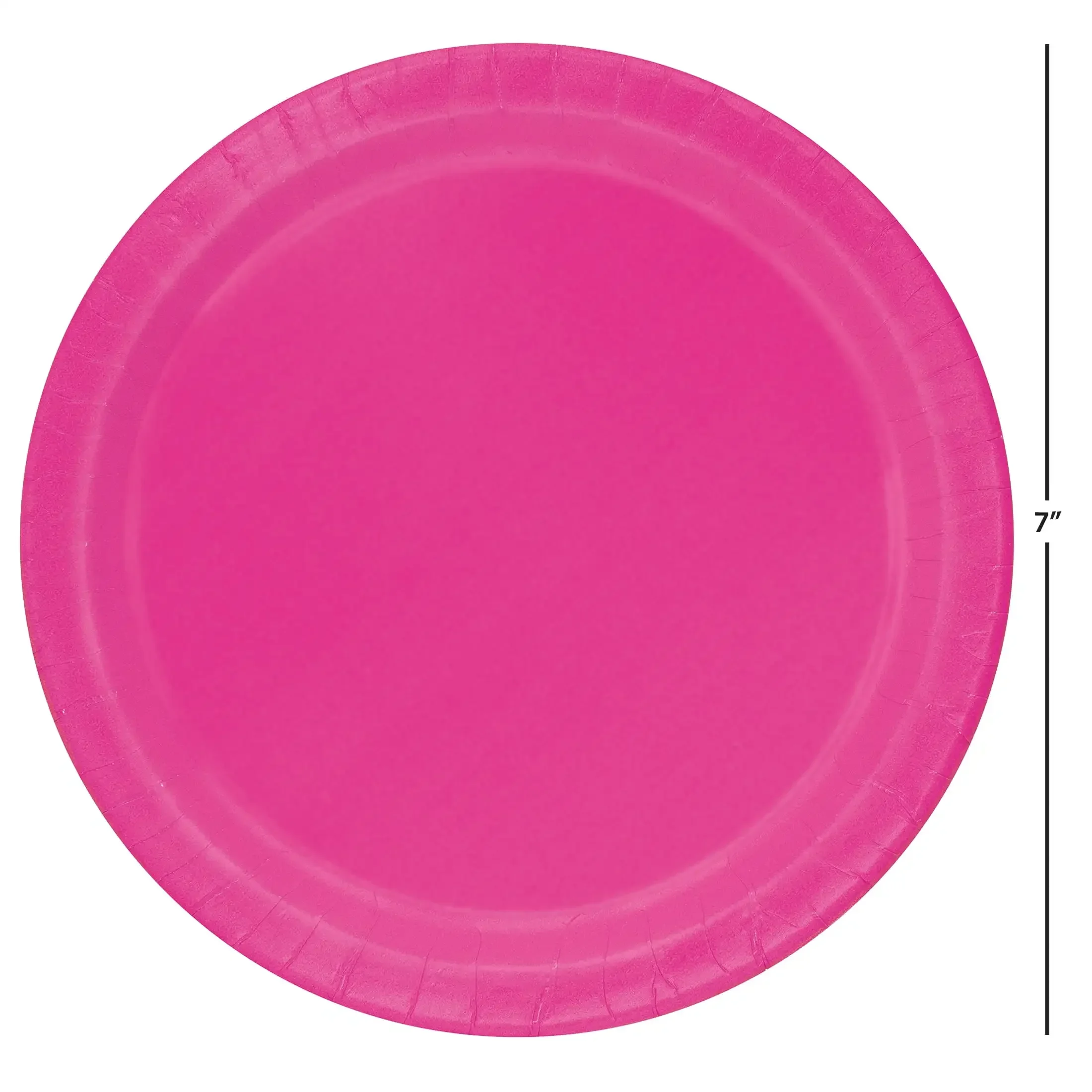 Disposable Paper Dessert Plates, 7 in, Neon Pink, 24 Count