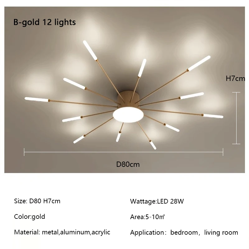 SaloEElaitte Kreativität Feuerwerk Led-deckenleuchten Moderne Einfache Wohnzimmer Kronleuchter Wohnkultur Beleuchtung Schlafzimmer Glanz Lmps Leuchte 9