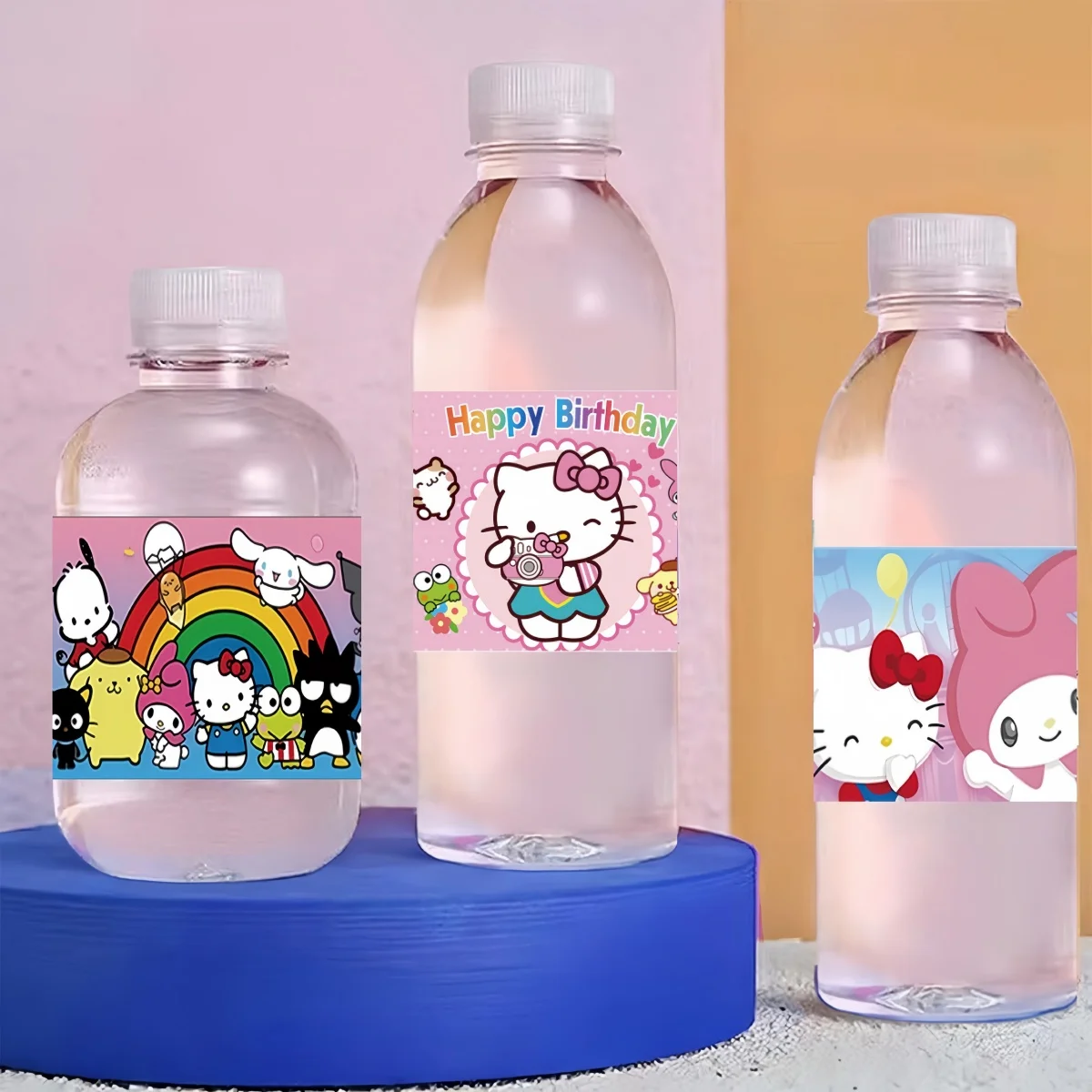 ป้ายกระบอกน้ำ Hello Kitty 10/20/30ชิ้นตกแต่งวันเกิดสติกเกอร์การ์ตูนน่ารักสำหรับเด็กขวดน้ำแก้วของขวัญเด็กผู้หญิง