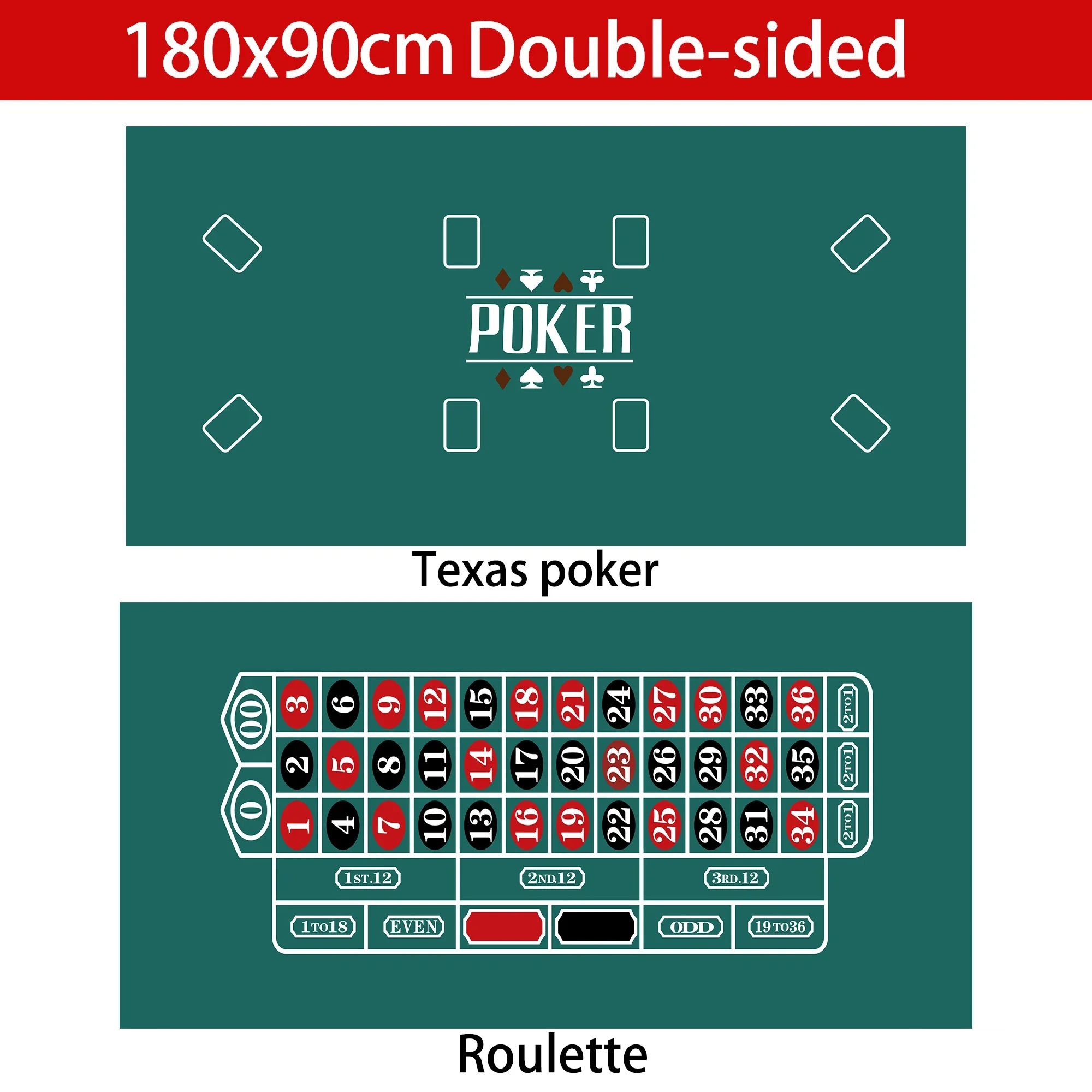 180x90cm Club Multiplayer Tablecloth Texas Hold 'em Poker Baccarat Roulette Non-woven Game Tablecloth Entertainment Accessories