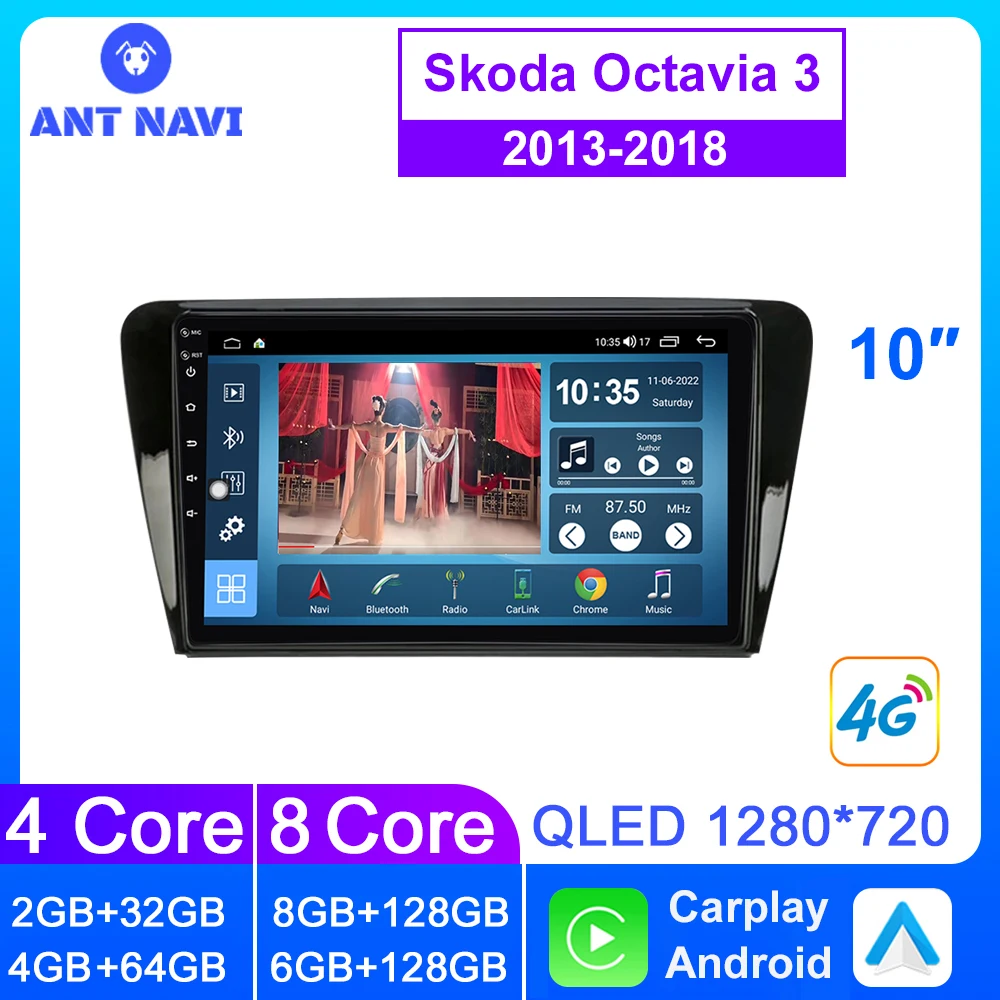 AntNavi Android Car Radio For Volkswagen Skoda Octavia 3 2013-2018 Autoradio Car Multimedia Player GPS Car Stereo Touch Screen