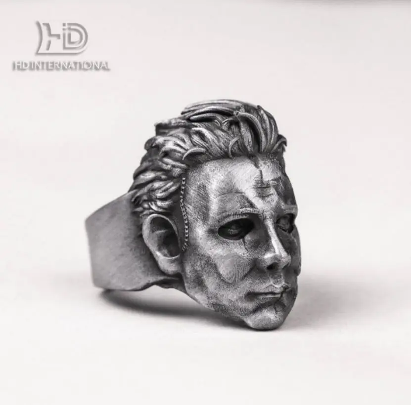 925 silver Moonlight heart panic Halloween mask killer Ring Michael Myers mask ring, Boogeyman ring, slasher jewelry, horror jew