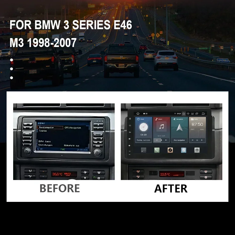 CHSTEK Car Radio Carplay Android 14 DVD For BMW 3 Series E46 M3 1998-2007 Auto Stereo Navigation Bluetooth Multimedia Player GPS