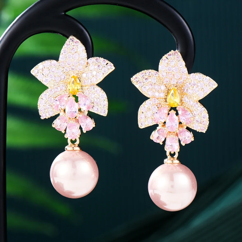 

Kellybola 2023 New Trend Imitation Pearl Dangle Earring for Women Luxury Bling Cubic Zirconia Fashion Elegant Lady Jewelry