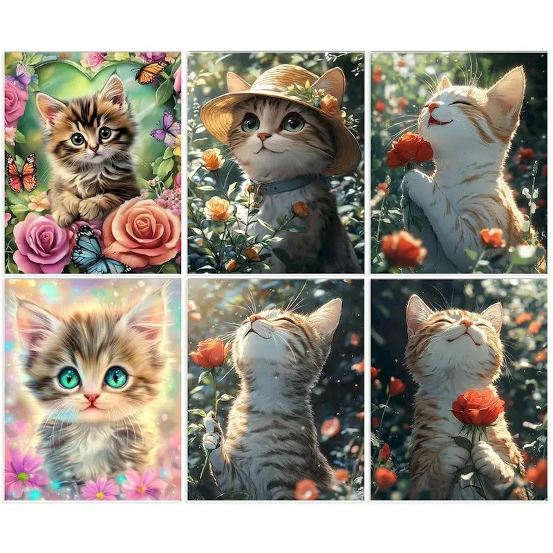 

GATYZTORY DIY Painting By Numbers Cat Handpainted Canvas Painting Animals Home Wall Art Picture Unique Gift Home Decoration