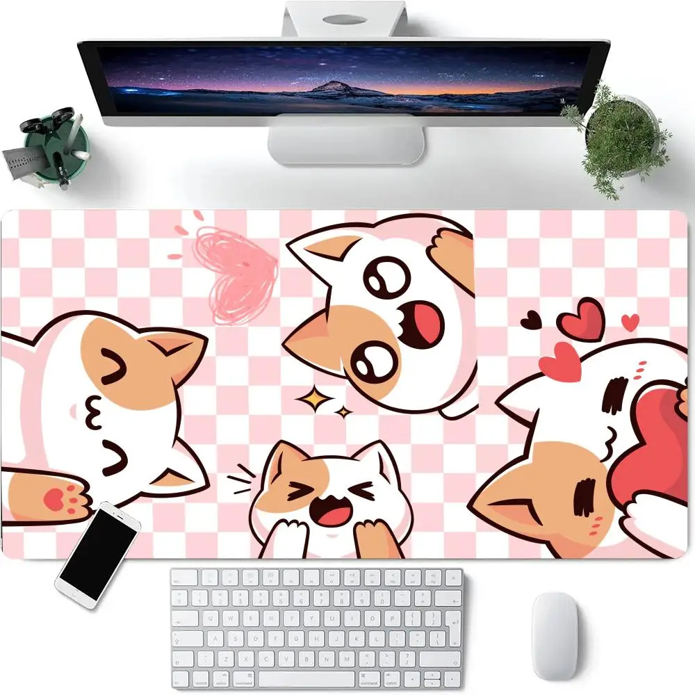 

Коврик для мыши с рисунком кота, милый котенок, большой резиновый противоскользящий коврик для ПК, настольные аксессуары, коврик для мыши для офиса и геймера, коврик для клавиатуры, декоративный коврик