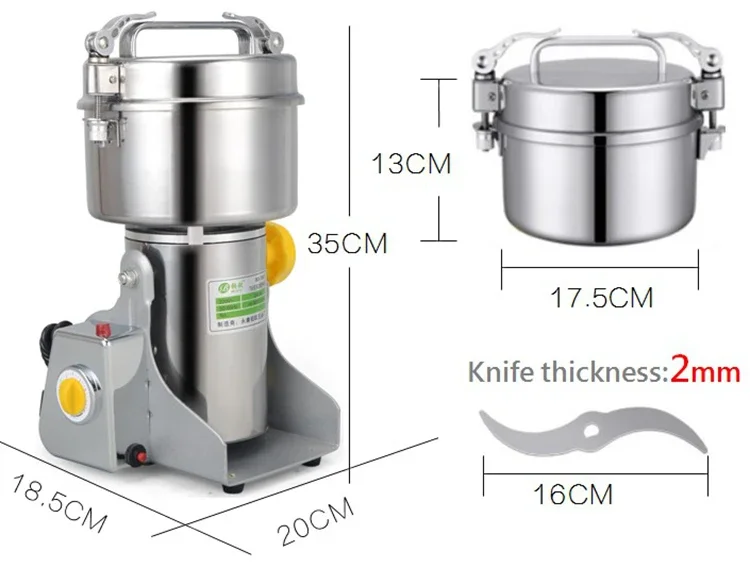 New arrival 500g electric powder spices grinder stainless Steel dry food grain grinder wheat flour machine cassava grinder