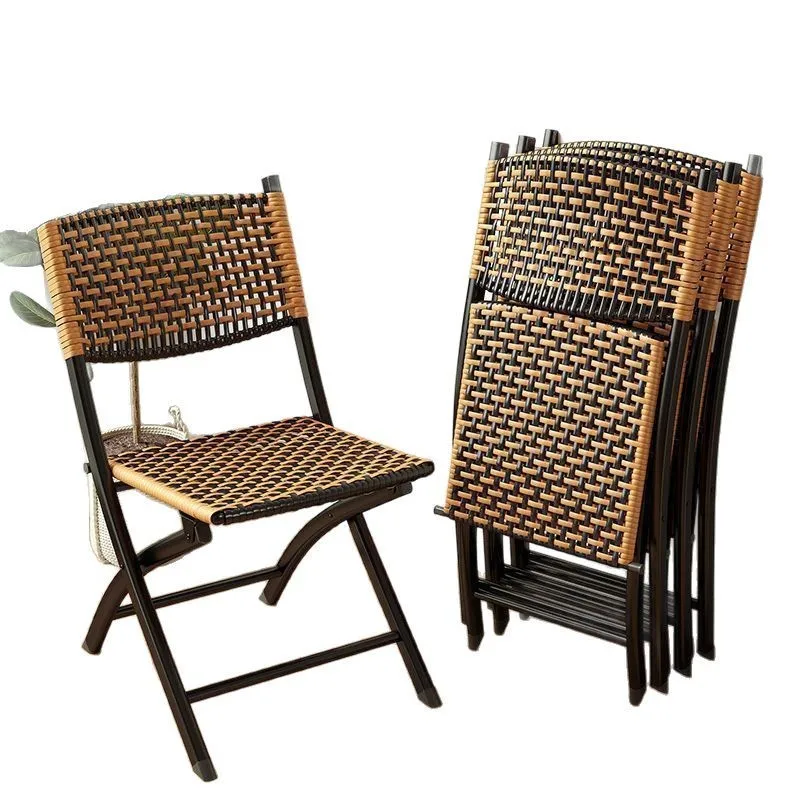 

Woven balcony rattan chair three piece set small rattan chair combination