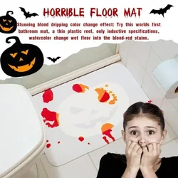 Color-Changing Bath Mat Halloween Mat Red Horrible Floor Carpet Home Bathroom Horror Blood Footprints Anti-Slip 40*70CM Carpet