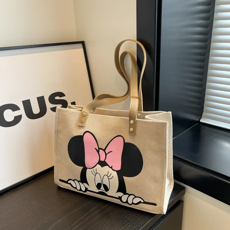 Disney\'s New Canvas Bag Women Fashion Cartoon Mickey Mouse Donald Duck Mommy Carry Bag Student Shoulder Commuter Tote Bag