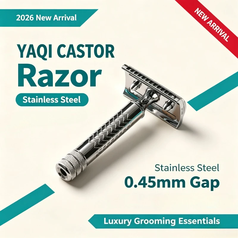 2026 YAQI Professional CASTOR Stainless Steel Safety Razor - 0.45mm gap Man Grooming Essentials