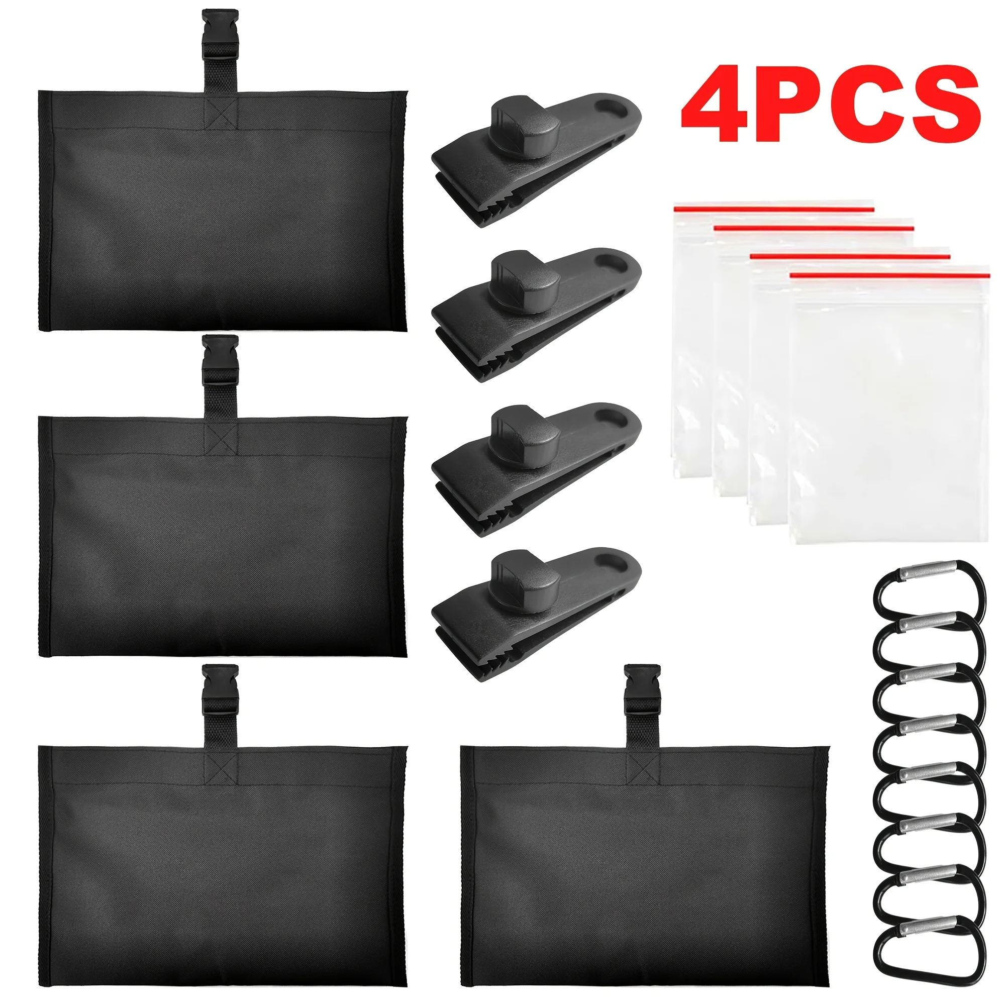 4pcs Sandbags, Counterweight Bags for Portable Canopies, Suitable for Boats, RVs, and Awnings, with Tarpaulin Clips Included