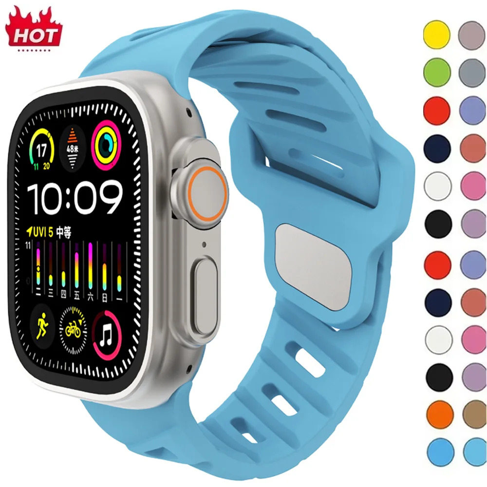 Silikonbänder für Apple Watch Armband Ultra 2 49 mm 45 mm 44 mm 40 mm 41 mm Sportarmband iWatch Serie 8 7 6 5 4 3 SE 9 10 42 mm-46 mm