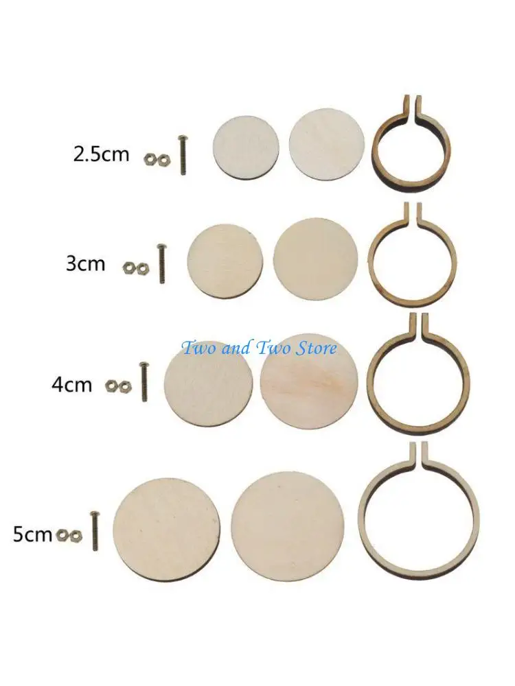 HX6F DIY Wooden for Cross Hoop Mini Ring Embroidery Circle Sewing Frame