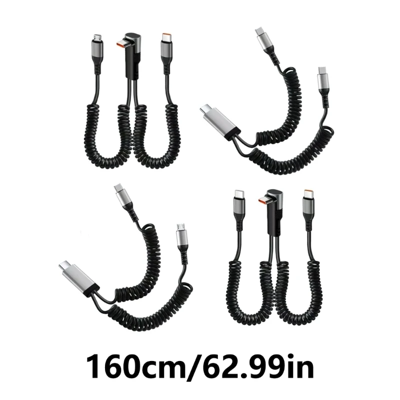 차량 사용을위한 빠른 속도 충전 데이터 케이블, 이중 포트 USB & Type C