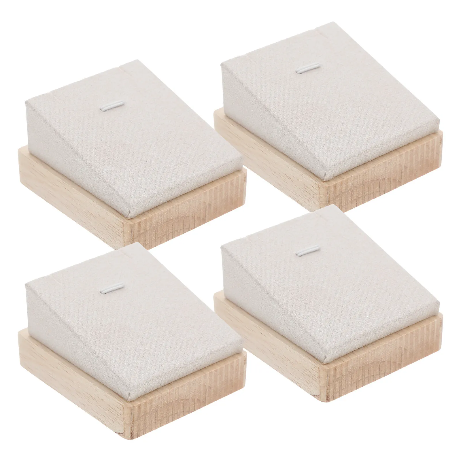 

4Pcs Sleek Wooden Necklace Display Stand Set Artistic Jewelry Organizer for Pendant Chain Storage Home Office Travel Tabletop