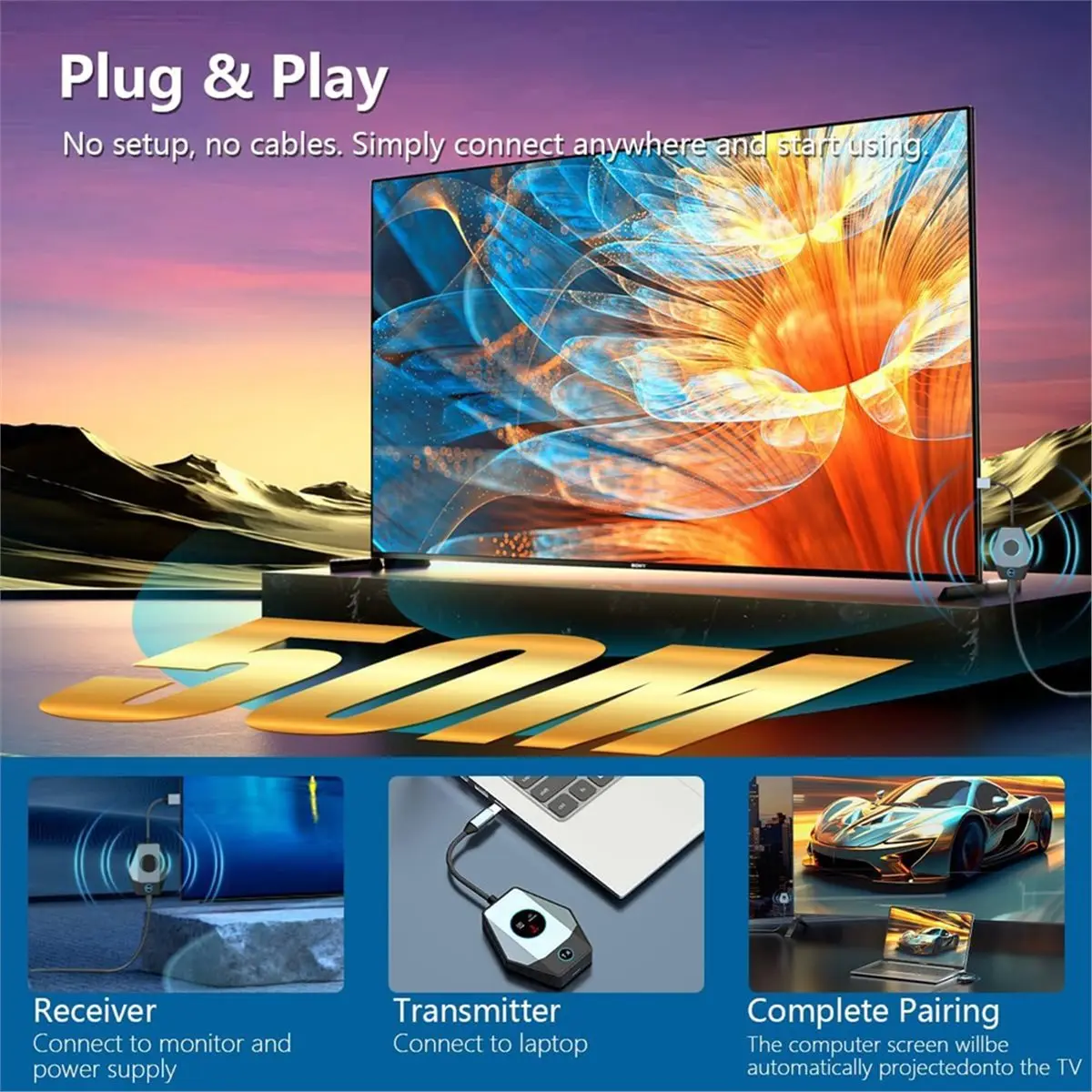 

Беспроводной совместимый передатчик и приемник, 1080P, Plug & Play, для потоковой передачи видео с ноутбука, проектора, монитора