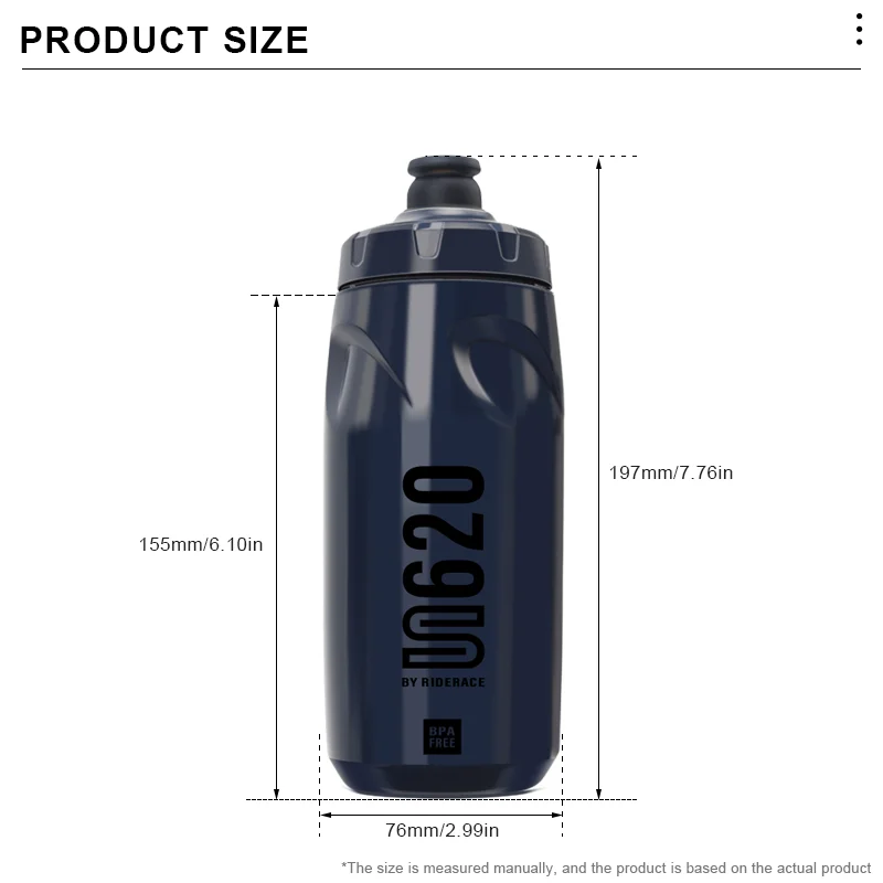 RIDERACE Fahrradflasche Tragbarer Fahrradbecher Fahrrad-Wasserflasche 620ML PP5 BPA-FREI Outdoor Laufen Klettern Sport Quetschbecher – Detail 1