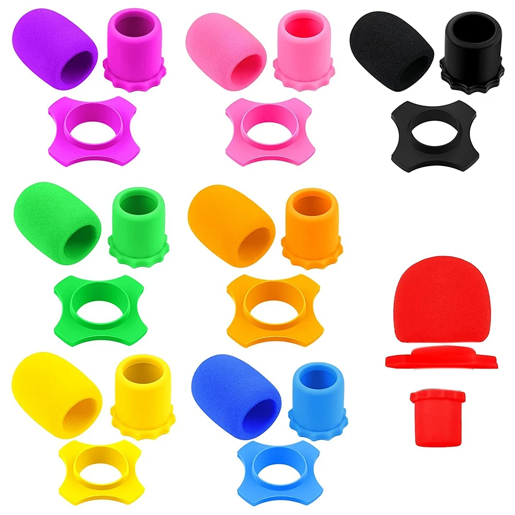 Handheld Microphone Protection Silicone Ring Anti Rolling Bottom Rod Sleeve Holder Microphone Covers Foam&L47R