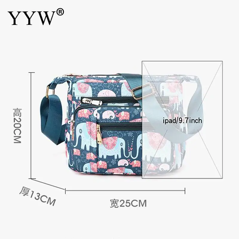 Women Satchel Nylon Cloth Leisure Shoulder Mom Bag Rural Style Floral Printing Crossbody Ladies Casual Shoulder Messenger Purse