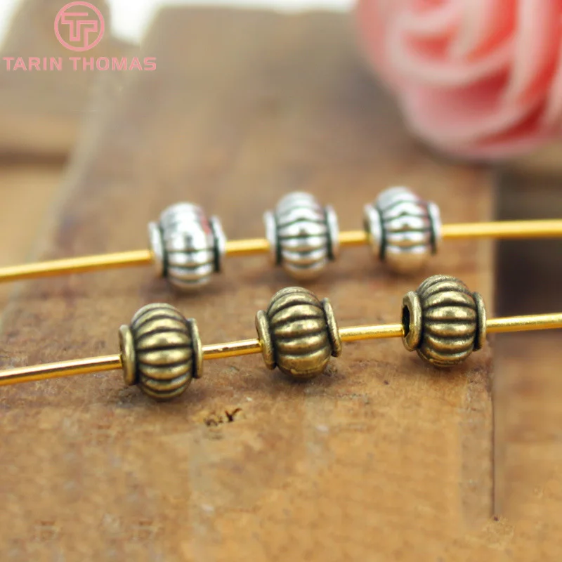 (4027)50PCS 5*4MM Antique Silver Plated Alloy Pumpkin Beads Spacer Beads Diy Handmade Jewelry Findings Accessories Wholesale